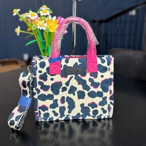Wrangler Pink and Blue Cow Print Mini Bag